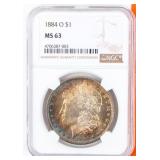 Coin 1884-O Morgan Silver Dollar NGC MS63