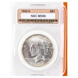 Coin 1922-D Peace Silver Dollar NAC MS66