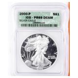 Coin 2000 American Silver Eagle ICG PR69