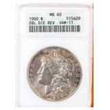 Coin 1900 Morgan Silver Dollar ANACS MS60