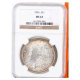 Coin 1896 Morgan Silver Dollar NGC MS63