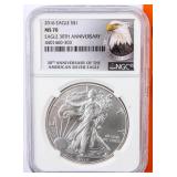 Coin 2016 Silver Eagle NGC MS70 30th Ann.