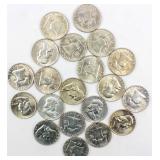 Coin 20 Brilliant Unc. Franklin Half Dollars 1957