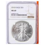 Coin 2010 Silver Eagle NGC MS69