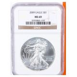 Coin 2009 Silver Eagle NGC MS69