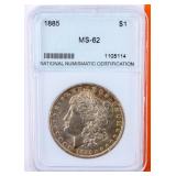 Coin 1885 Morgan Silver Dollar NNC MS62