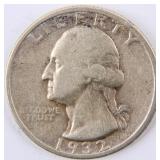 Coin 1932-S Washington Quarter in Fine. Key Date