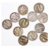 Coin 12 High Grade Mercury Dimes