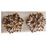 Jewelry 10kt Yellow Gold Diamond Flower Earrings