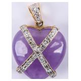 Jewelry 14kt Yellow Gold Purple Jade Heart Pendant