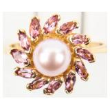 Jewelry 14kt Yellow Gold Pearl Cocktail Ring