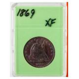 Coin 1869 Seated Liberty Half Dollar Extra Fine