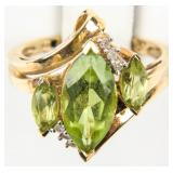 Jewelry 10kt Yellow Gold Peridot Cocktail Ring