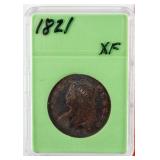 Coin 1821 Capped Bust Half Dollar XF