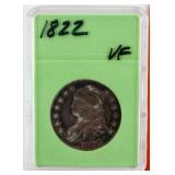 Coin 1822 Capped Bust Half Dollar VF