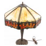 Antique Art Nouveau Slag Glass Table Lamp