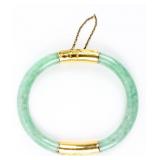 Jewelry 14kt Gold & Jade Hinged Bangle Bracelet