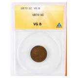 Coin 1870 Indian Head Cent ANACS VG8 Key Date