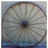 One Vintage Wrought Iron Wheel