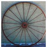 One Vintage Wrought Iron Wheel