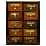 Furniture Vintage 10 Drawer Wood Cabinet