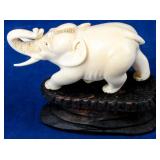 Antique Carved Ivory Elephant Figure Sculpture