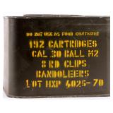 192 30 Cal Cartridges in 8 Round Clips Bandoleers
