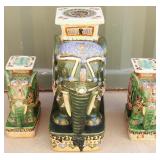 3 Vintage Ceramic Elephant Plant Stands