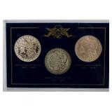Coin 3 Morgan Silver Dollars1887-O, 1890-O, 1901-O