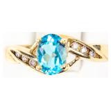 Jewelry 10kt Yellow Gold Blue Topaz Cocktail Ring