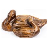 Art Vintage Wood Duck & Duckling Sculpture