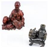 Chinese Foo Dog Stone Carving & Wood Carving