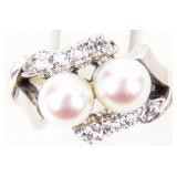 Jewelry 14kt White Gold Pearl & Diamond Ring