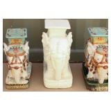 3 Vintage Asian Ceramic Elephant Plant Stands