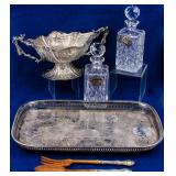 Sterling Serv Spoon & Fork, Bowl, Tray, Decanter
