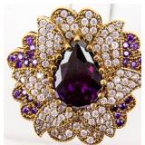 Jewelry Large Sterling Silver Amethyst Flower Ring