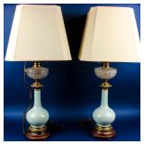 2 Antique Oil Converted to Electric Lamps