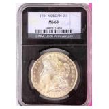 Coin 1921 Morgan Silver Dollar NGC MS63
