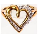 Jewelry 10kt Yellow Gold Diamond Heart Ring