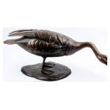 Art-Signed Ltd Ed Vintage Bronze Goose Statue