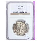 Coin 1943 Walking Liberty Half Dollar NGC MS63