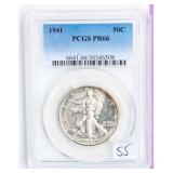 Coin 1941 Walking Liberty Half Dollar PCGS PR66