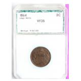 Coin 1864 Two Cent Piece PCI VF35