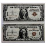 Coin (2) 1935A Hawaii Silver Certificates Consec#