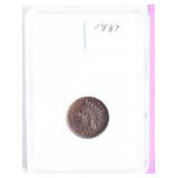 Coin 1887 Indian Head Cent in Almost Unc.