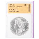 Coin 1897-S  Morgan Silver Dollar SGS MS65