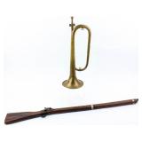 Brass Bugle and Toy Rifle