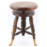 Antique Piano Organ Swivel Stool