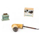 Antique Pipe and 2 Table Lighters