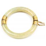 Jewelry 14kt Gold & Jade Hinged Bangle Bracelet